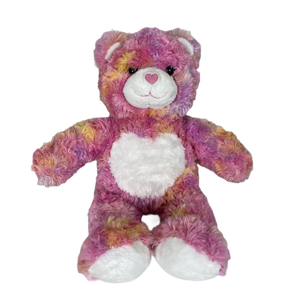 Build a Bear Endless Hugs Plush Bear 16 in Orange Sherbet Pink Heart Nose